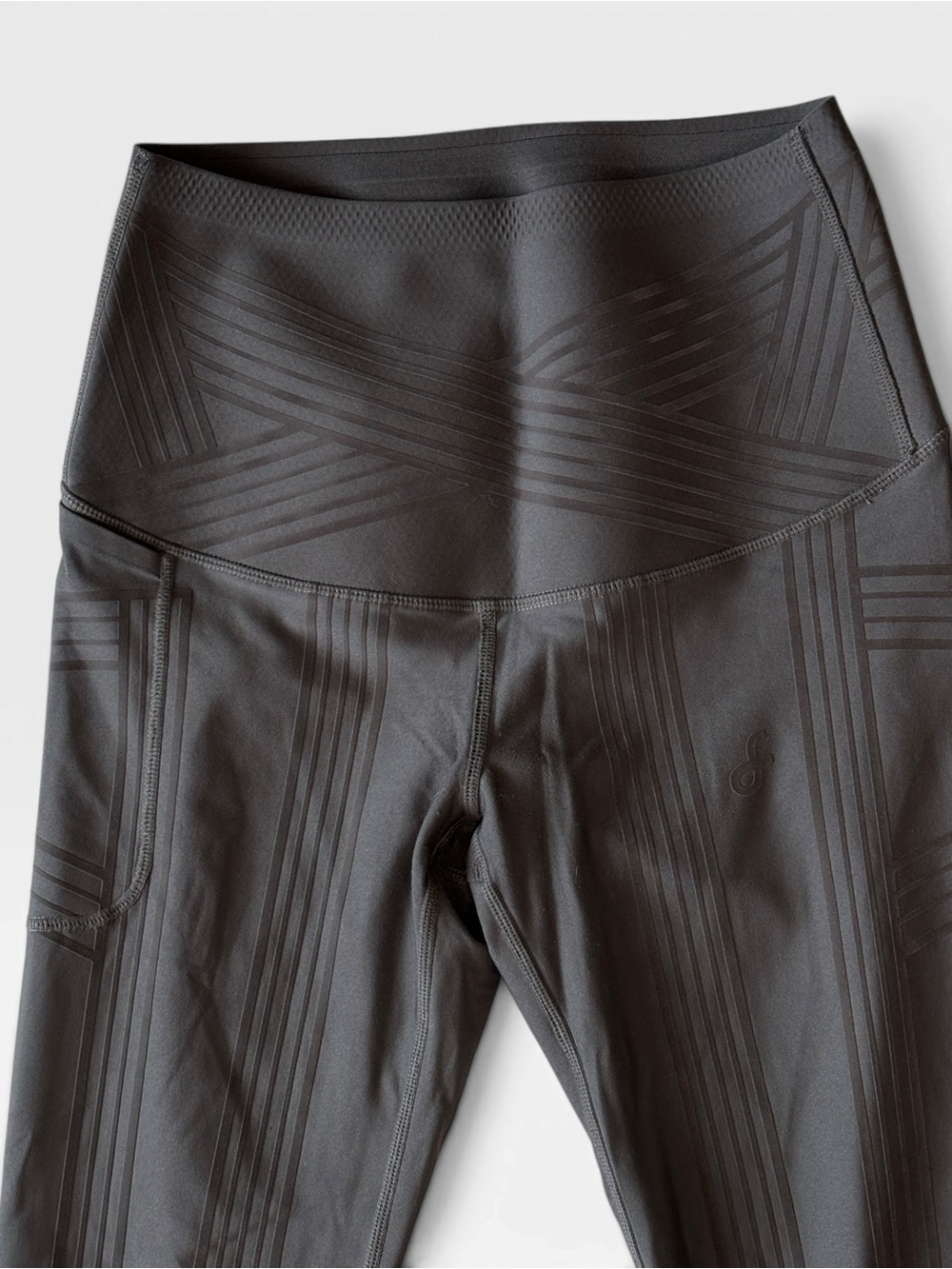 Fanka Gray Body Sculpt Side Pocket Leggings High Rise Geometric Compression - Picture 5 of 11